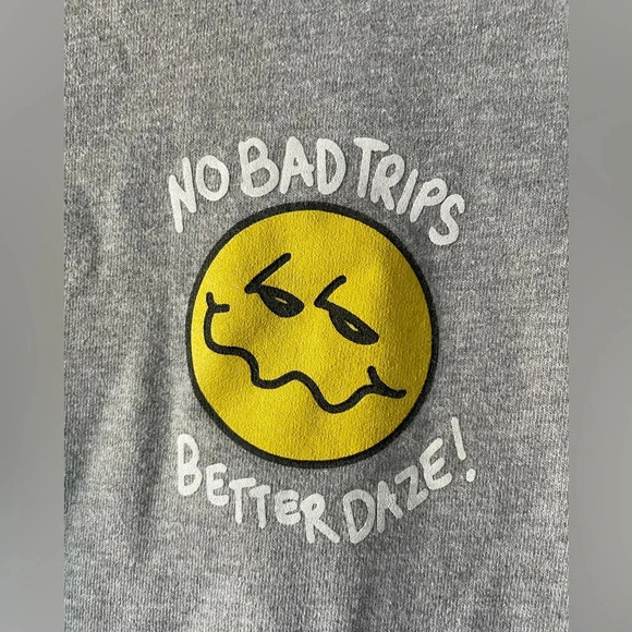 Vans Off the Wall Hoodie Sweatshirt Pullover No Bad Trips Better Daze Gray S - Picture 3 of 13